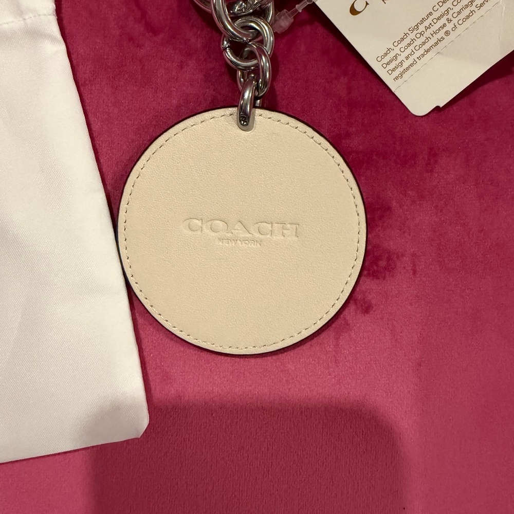 Coach Cream Round Keychain - Picture 2 of 2